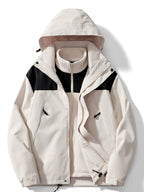 3-in-1 Waterproof and Windproof Outdoor Jacket with Removable Hood