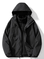 3-in-1 Waterproof and Windproof Outdoor Jacket with Removable Hood
