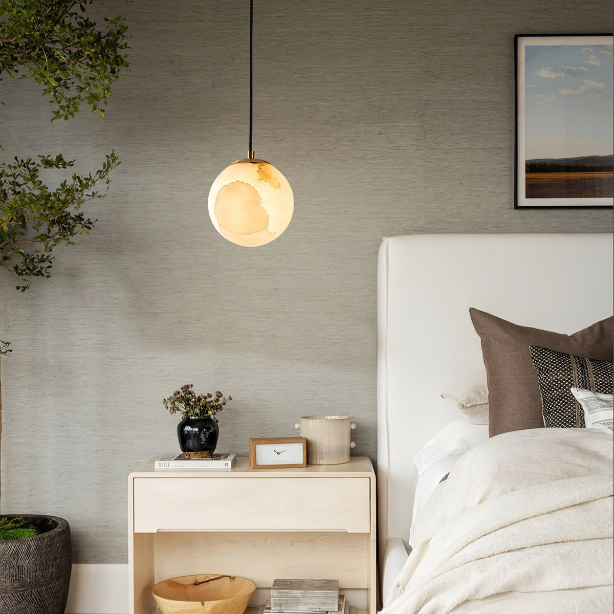 Alabaster Globe Modern Pendant Light
