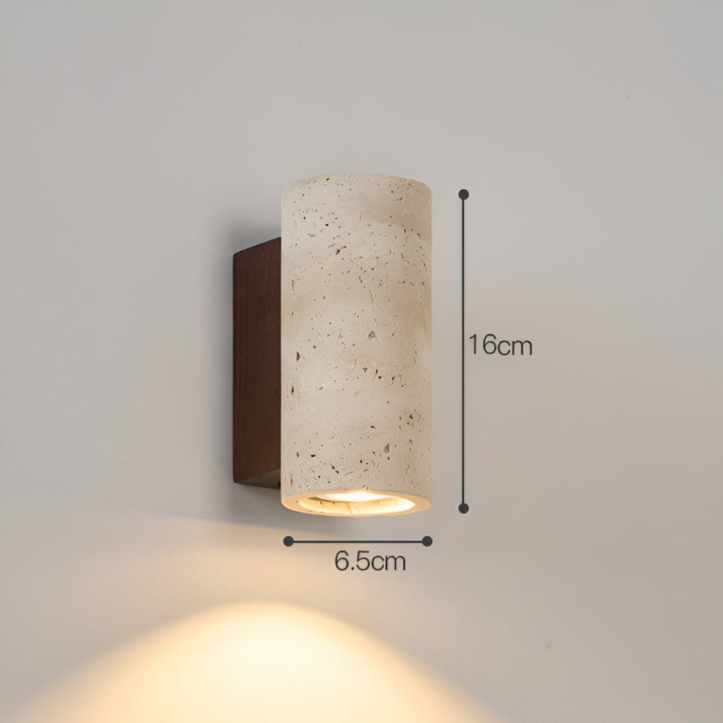 Japandi Tube Travertine Stone Minimalist Wall Light