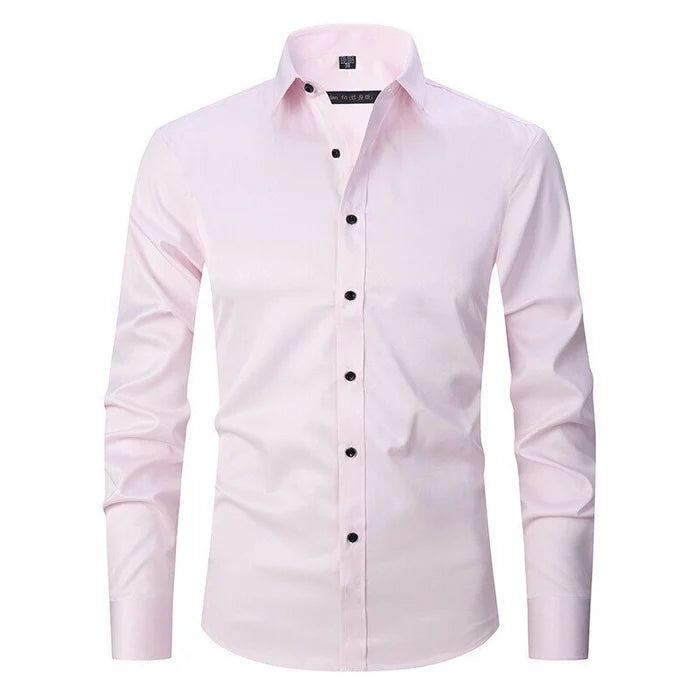 Men's Slim Fit Long Sleeve Dress Shirt – Classic Collared Stretch Button-Up with Adjustable Cuffs for Business and Smart-Casual Style