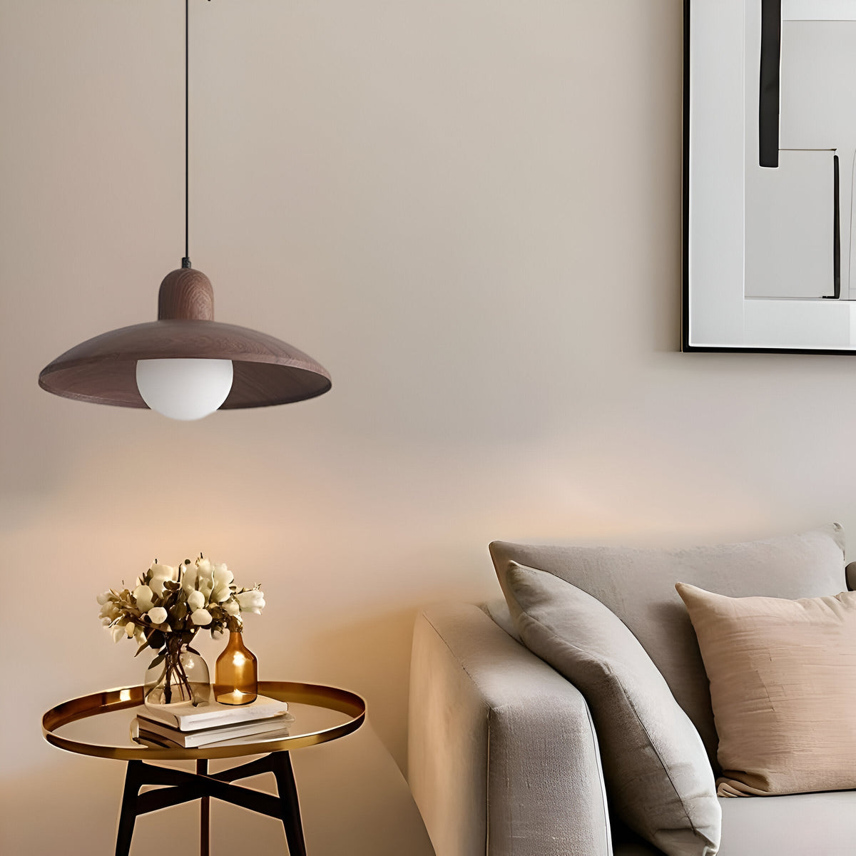 Japanese Style Wabi-Sabi Walnut Pendant Light