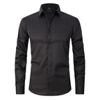 Men's Slim Fit Long Sleeve Dress Shirt – Classic Collared Stretch Button-Up with Adjustable Cuffs for Business and Smart-Casual Style
