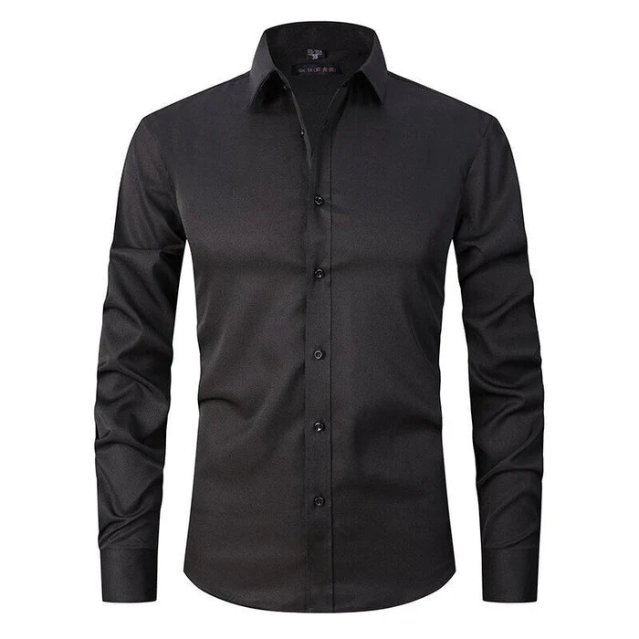 Men's Slim Fit Long Sleeve Dress Shirt – Classic Collared Stretch Button-Up with Adjustable Cuffs for Business and Smart-Casual Style