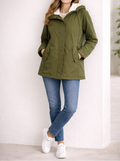 Women's Padded Hooded Winter Parka – Cozy Outerwear with Plush Lining and Flap Pockets for Cold-Weather Comfort