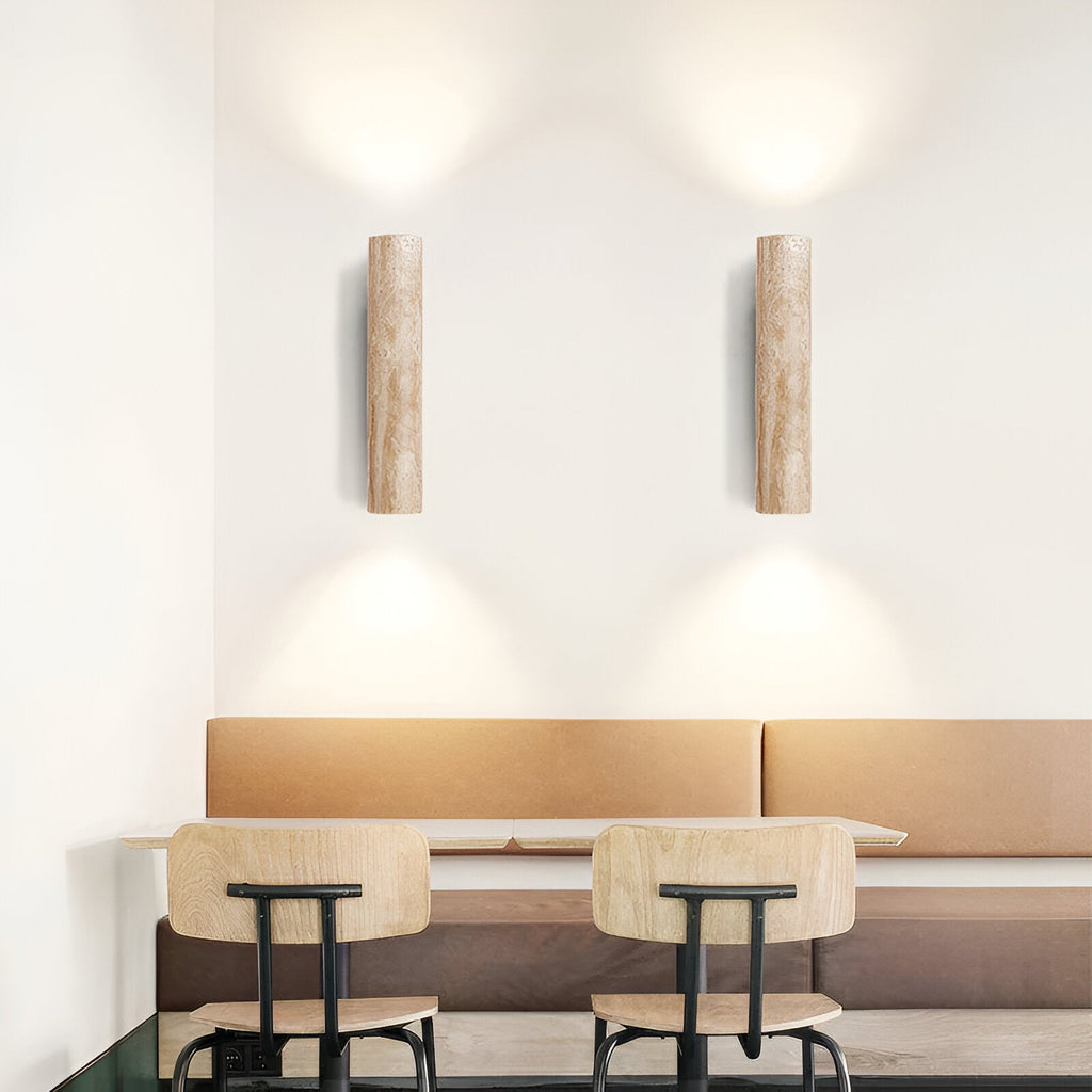 Japandi Tube Travertine Stone Minimalist Wall Light