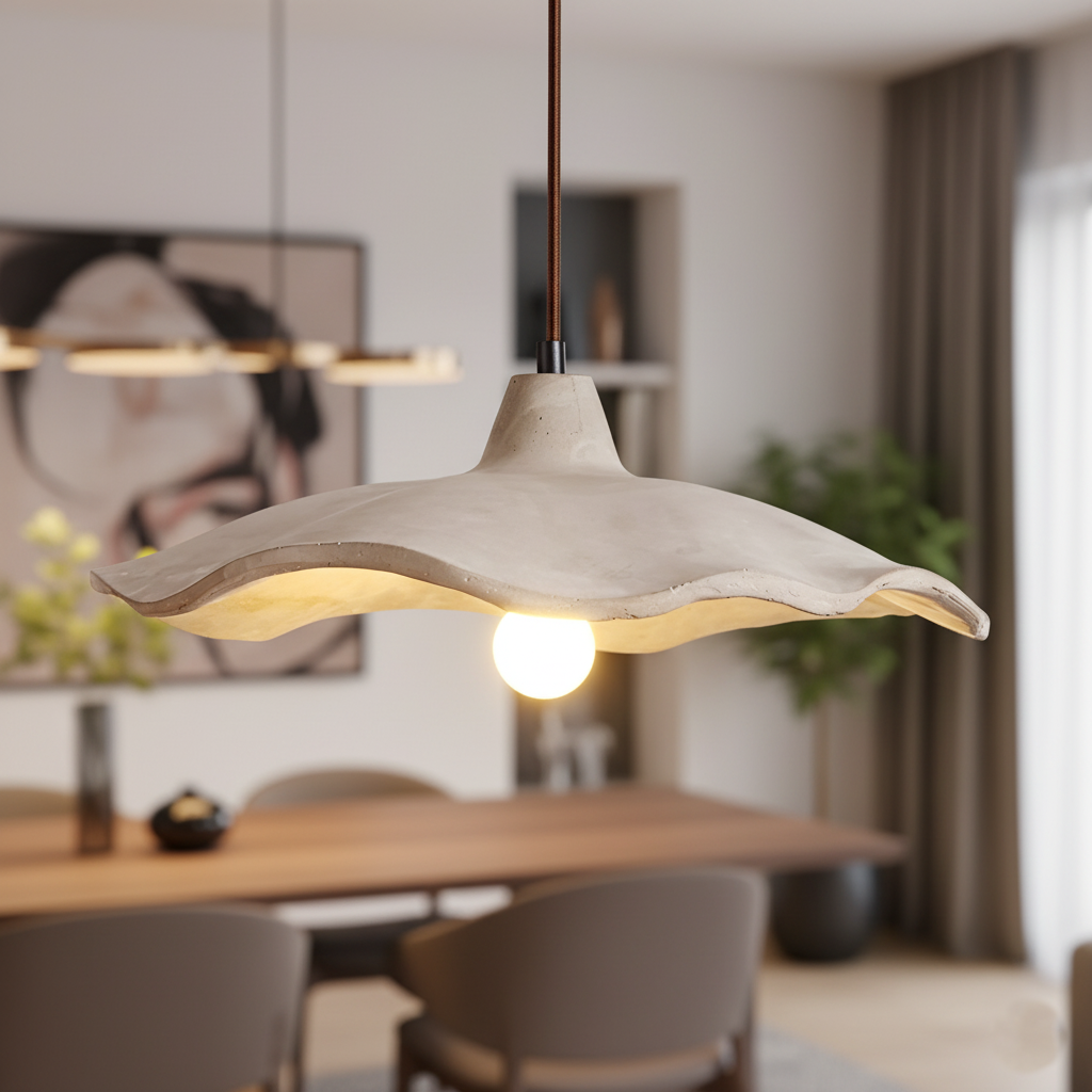 Nordic Wabi Sabi Flower Shaped Cement Pendant Light