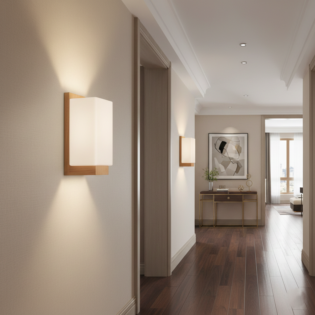 Einar Nordic Wood Glass Wall Lamp