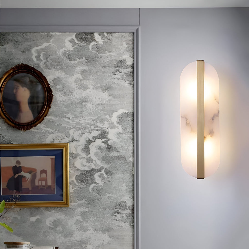 Nordic Seren Alabaster Stone Brass Wall Light