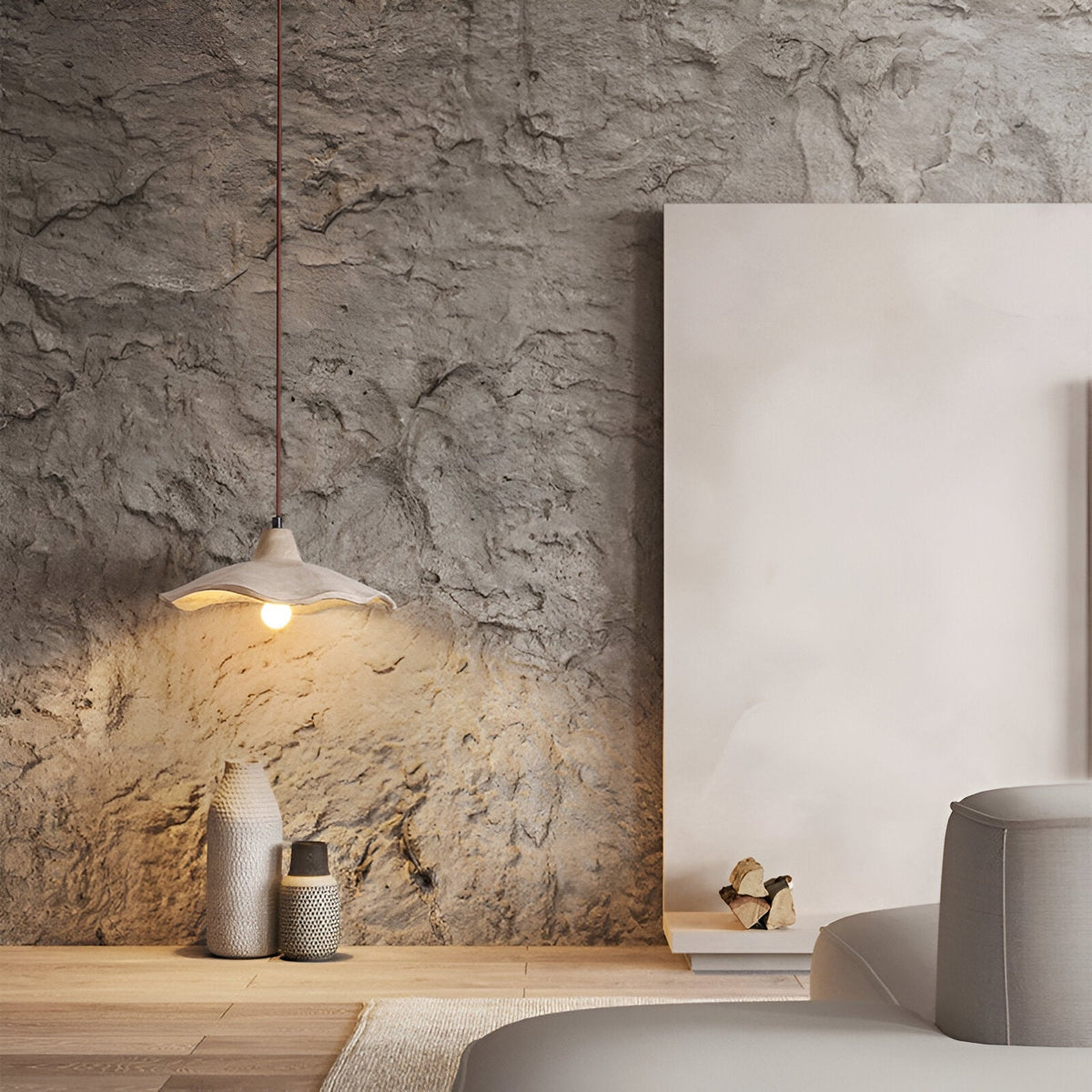 Nordic Wabi Sabi Flower Shaped Cement Pendant Light