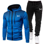 Men's Two-Piece Hooded Tracksuit - Full-Zip Sports Hoodie with Textured Chest Panel and Drawstring Joggers for Everyday Comfort