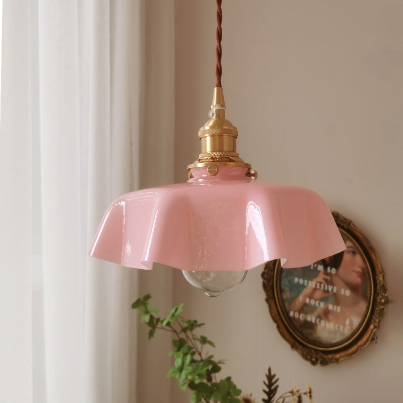 Blush Opaline Glass Retro Glass Pendant Light