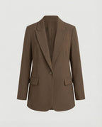 Women's Longline Blazer with Notched Lapels and Belted Waist – Perfect for Office and Smart Casual Looks