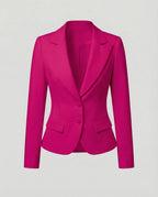 Women's Tailored Two-Button Blazer with Curved Hem – Notched Lapel Jacket for Professional and Formal Events