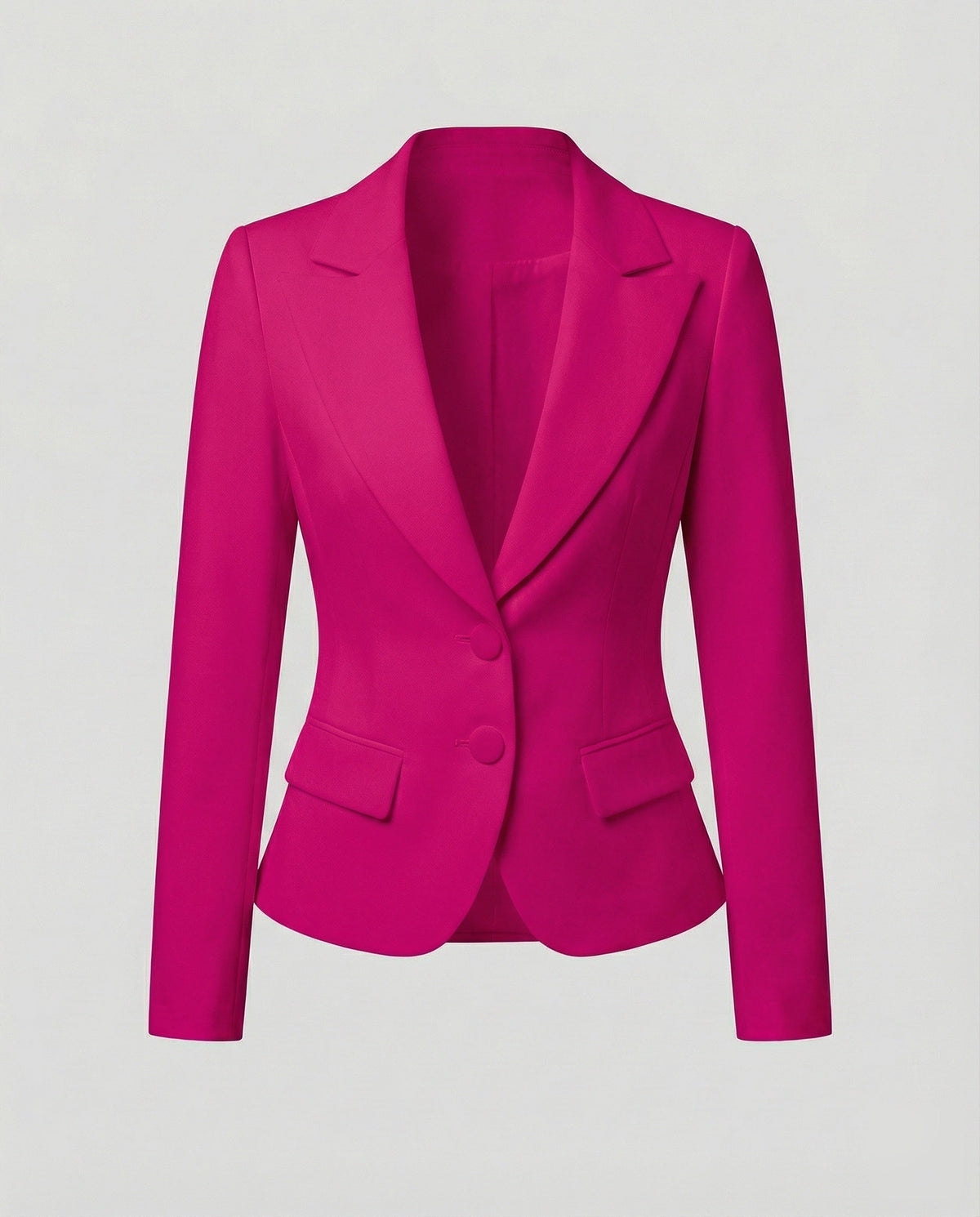Women's Tailored Two-Button Blazer with Curved Hem – Notched Lapel Jacket for Professional and Formal Events