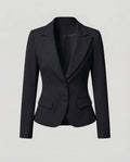 Women's Tailored Two-Button Blazer with Curved Hem – Notched Lapel Jacket for Professional and Formal Events