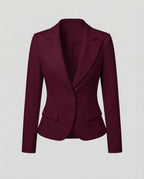 Women's Tailored Two-Button Blazer with Curved Hem – Notched Lapel Jacket for Professional and Formal Events
