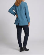 Women's Casual Linen-Style Blazer with Patch Pockets – Two-Button Jacket for Effortless Summer Looks