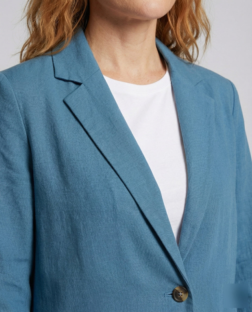 Women's Casual Linen-Style Blazer with Patch Pockets – Two-Button Jacket for Effortless Summer Looks