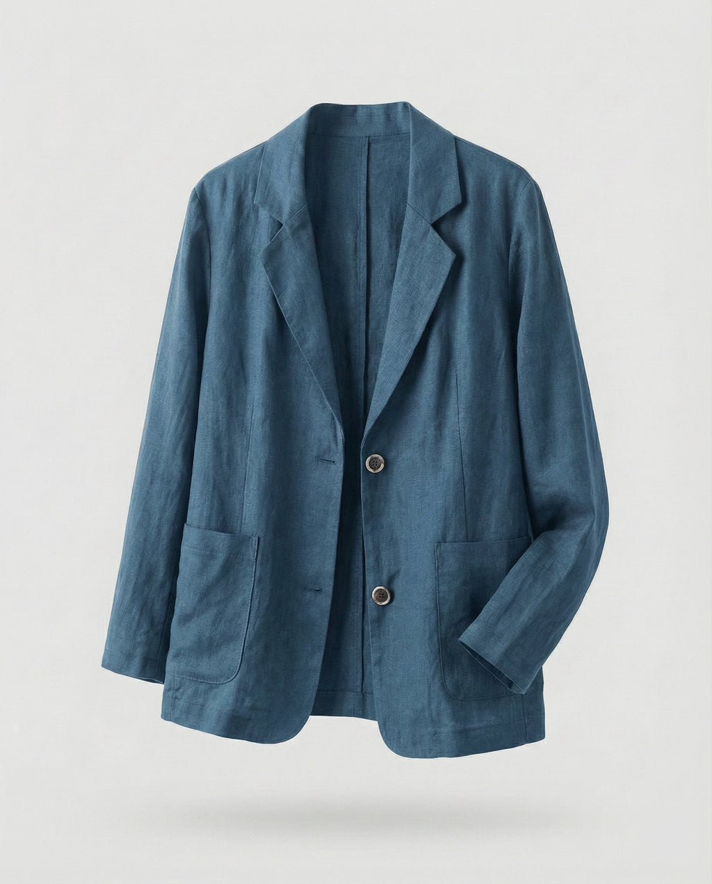 Women's Casual Linen-Style Blazer with Patch Pockets – Two-Button Jacket for Effortless Summer Looks