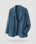 Women's Casual Linen-Style Blazer with Patch Pockets – Two-Button Jacket for Effortless Summer Looks