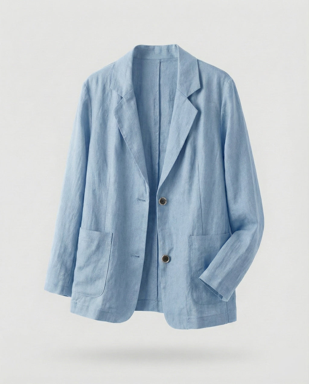 Women's Casual Linen-Style Blazer with Patch Pockets – Two-Button Jacket for Effortless Summer Looks