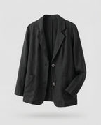 Women's Casual Linen-Style Blazer with Patch Pockets – Two-Button Jacket for Effortless Summer Looks
