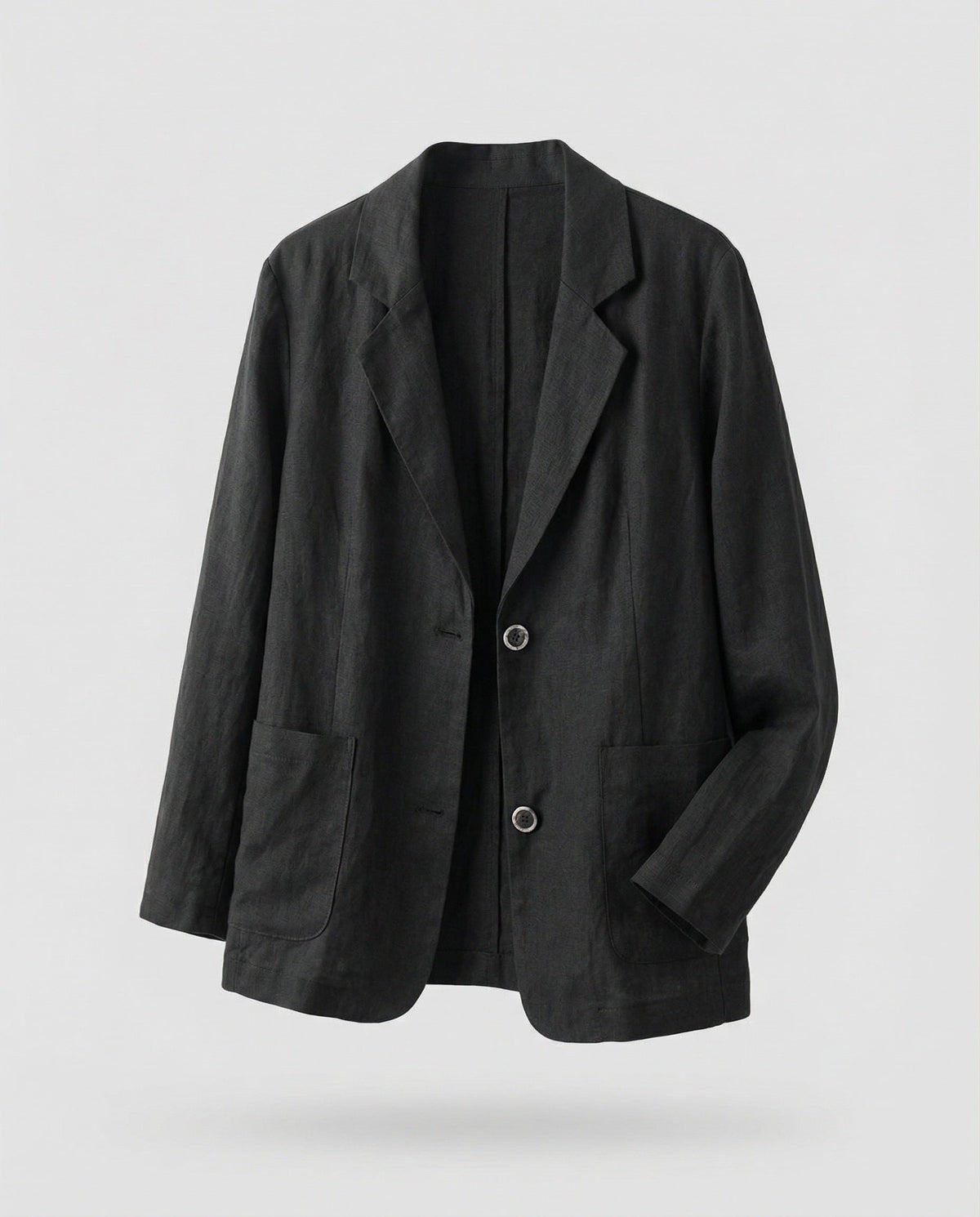 Women's Casual Linen-Style Blazer with Patch Pockets – Two-Button Jacket for Effortless Summer Looks