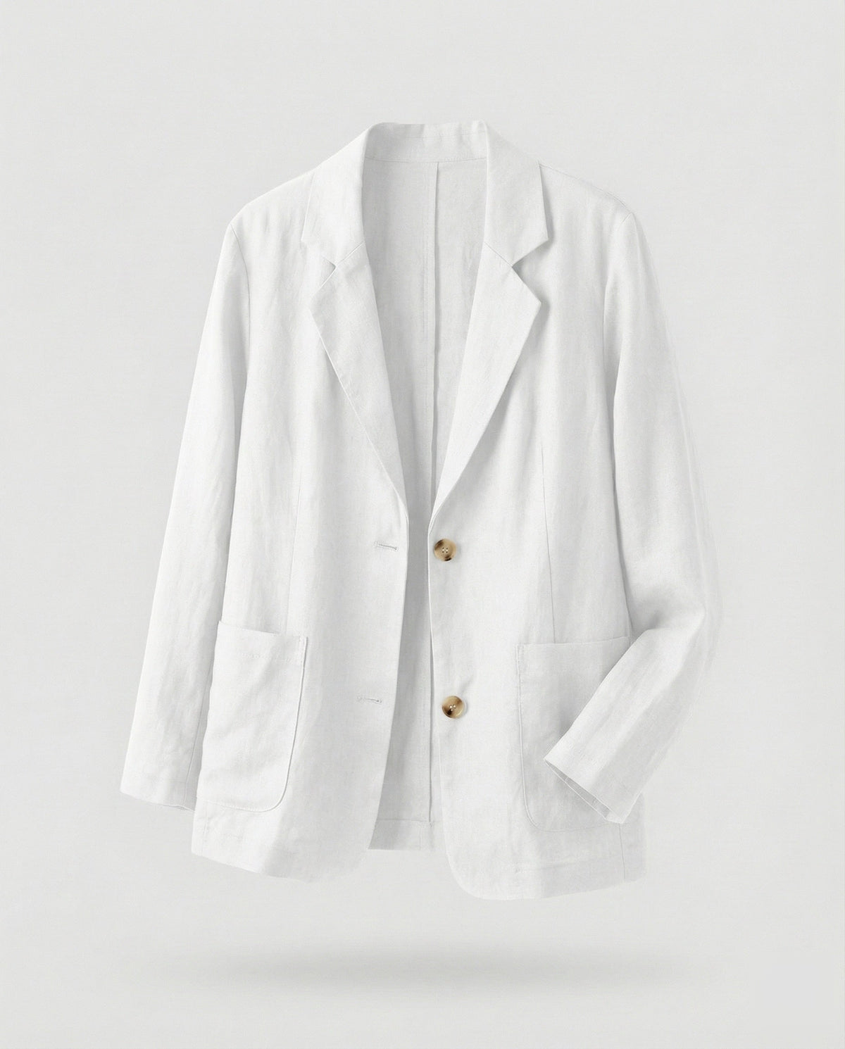 Women's Casual Linen-Style Blazer with Patch Pockets – Two-Button Jacket for Effortless Summer Looks