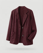 Women's Casual Linen-Style Blazer with Patch Pockets – Two-Button Jacket for Effortless Summer Looks