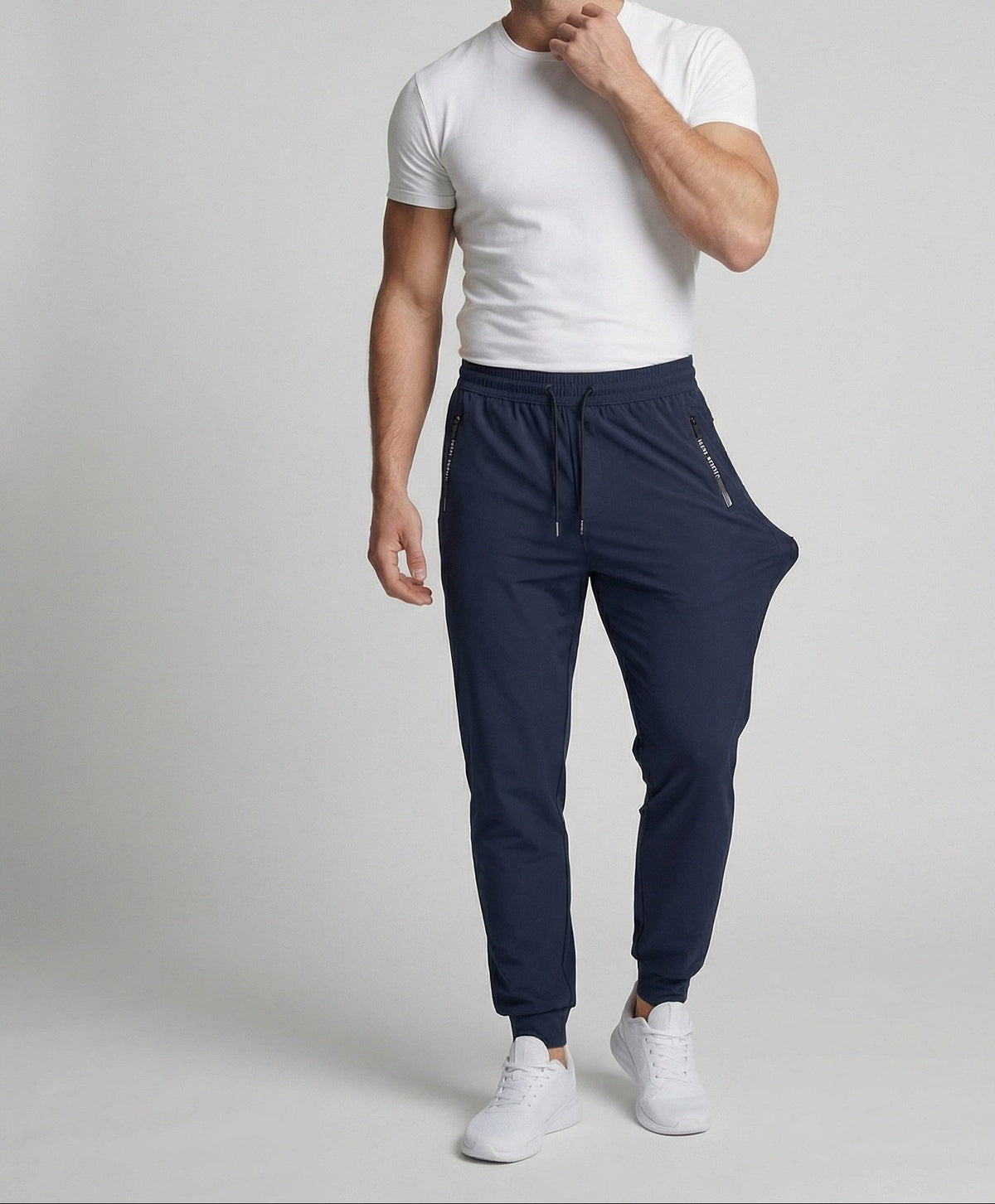 Men's Casual Tapered Joggers with Zip Pockets and Drawstring Waist – Cuffed Everyday Trousers