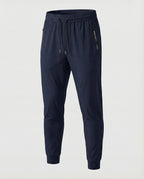 Men's Casual Tapered Joggers with Zip Pockets and Drawstring Waist – Cuffed Everyday Trousers