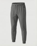 Men's Casual Tapered Joggers with Zip Pockets and Drawstring Waist – Cuffed Everyday Trousers
