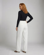 High-Waisted Pleated Palazzo Trousers for Women with Belt Loops – Full-Length Tailoring for Work and Chic Everyday Looks