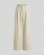 High-Waisted Pleated Palazzo Trousers for Women with Belt Loops – Full-Length Tailoring for Work and Chic Everyday Looks