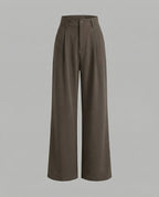 High-Waisted Pleated Palazzo Trousers for Women with Belt Loops – Full-Length Tailoring for Work and Chic Everyday Looks