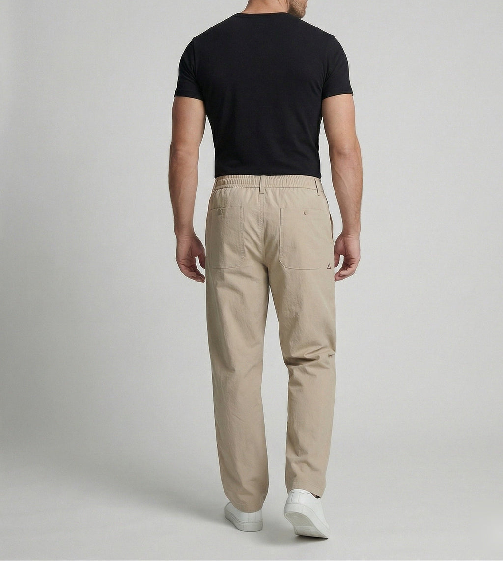 Men's Relaxed Fit Straight-Leg Chino Trousers with Elastic Waist Sides – Perfect for Work and Weekend Wear