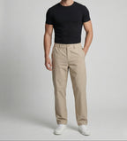 Men's Relaxed Fit Straight-Leg Chino Trousers with Elastic Waist Sides – Perfect for Work and Weekend Wear