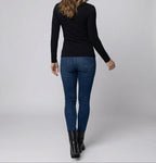 Women's Slim Fit Scoop-Neck Long Sleeve Top – Versatile Hip-Length Layer for Everyday and Smart Casual Looks