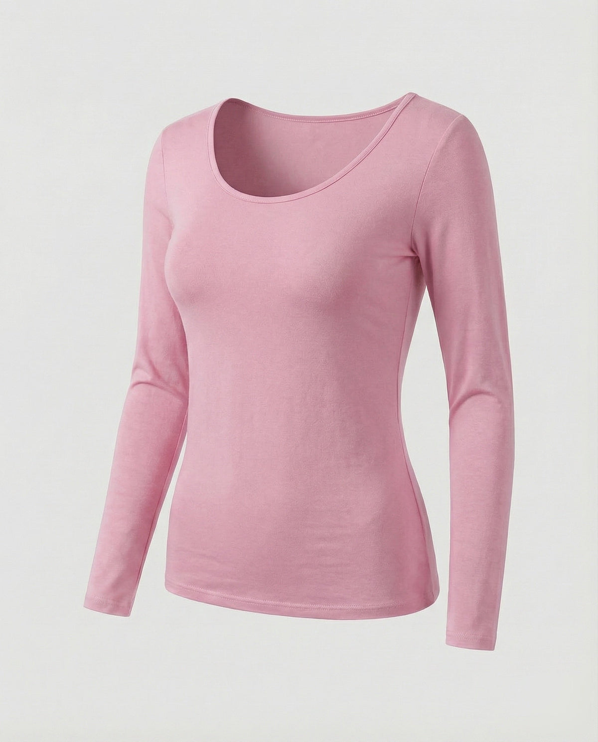 Women's Slim Fit Scoop-Neck Long Sleeve Top – Versatile Hip-Length Layer for Everyday and Smart Casual Looks