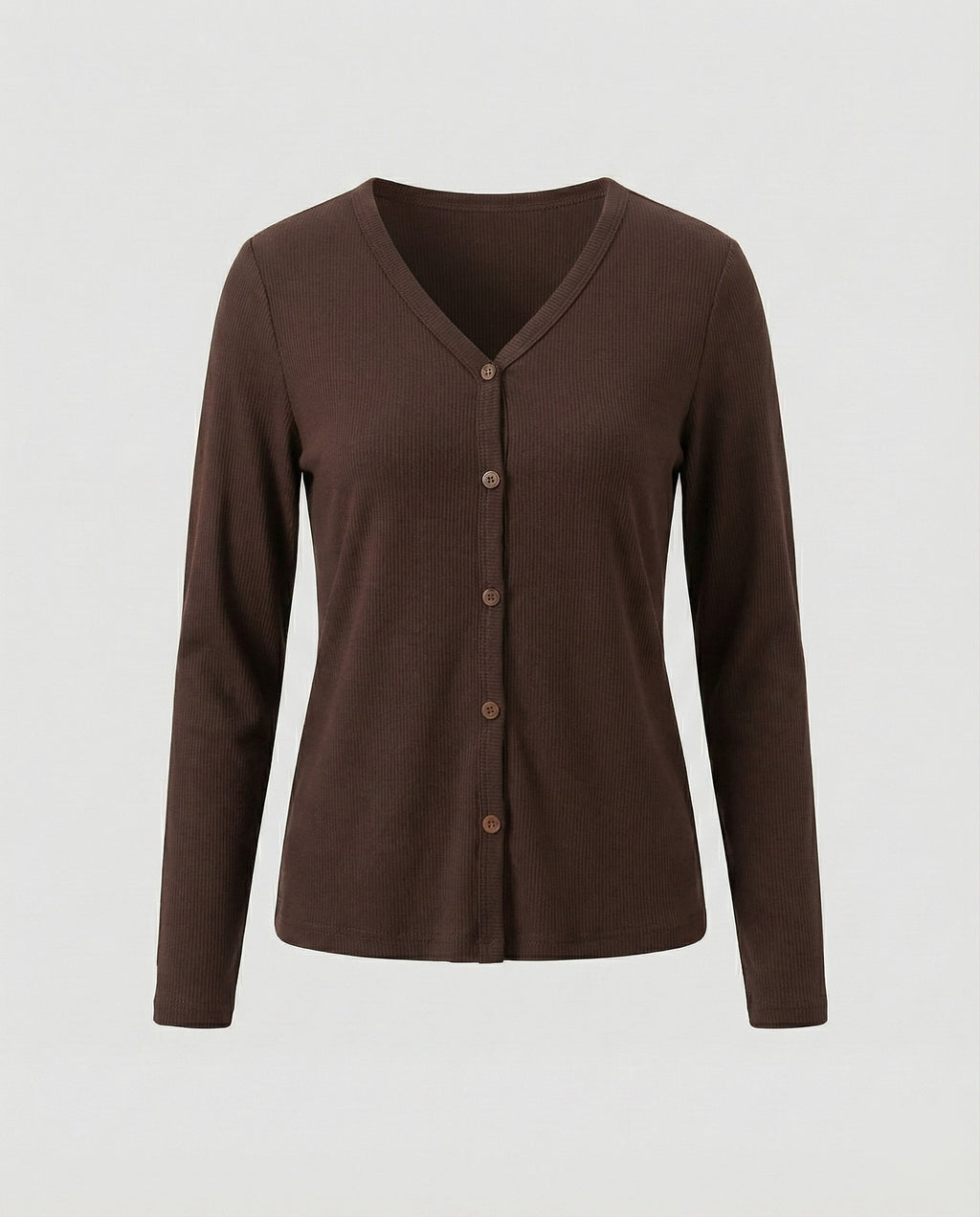 Women's Slim-Fit V-Neck Fine-Knit Cardigan – Button-Front Layer with Long Sleeves for Effortless Smart Casual Style