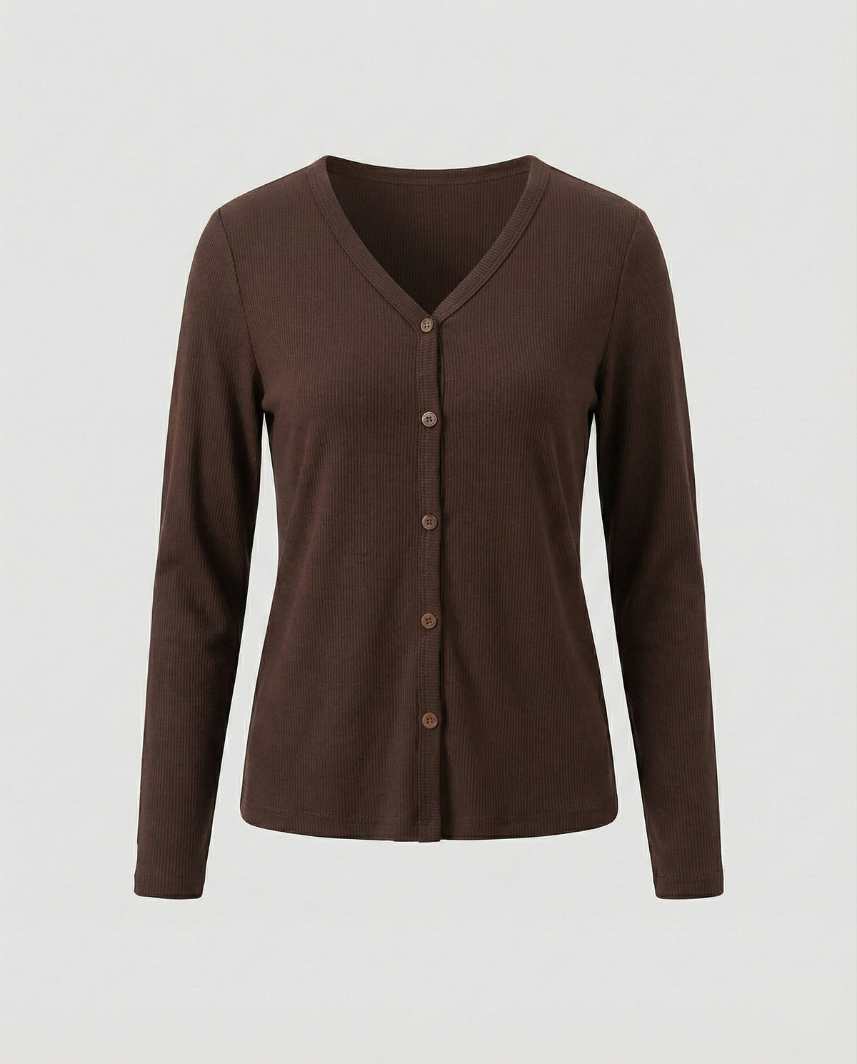 Women's Slim-Fit V-Neck Fine-Knit Cardigan – Button-Front Layer with Long Sleeves for Effortless Smart Casual Style