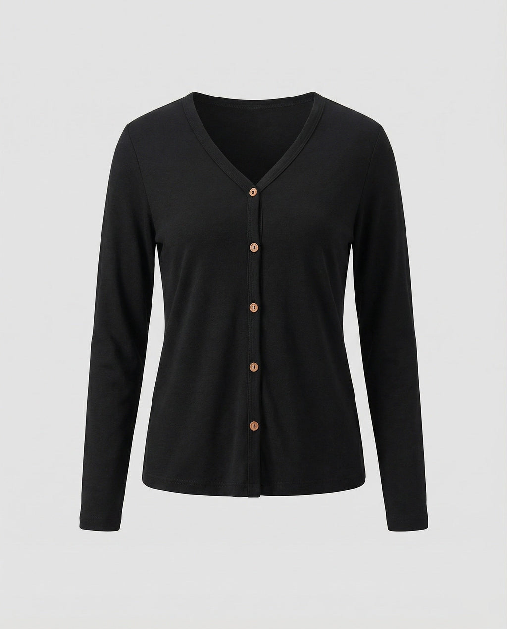 Women's Slim-Fit V-Neck Fine-Knit Cardigan – Button-Front Layer with Long Sleeves for Effortless Smart Casual Style