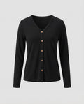 Women's Slim-Fit V-Neck Fine-Knit Cardigan – Button-Front Layer with Long Sleeves for Effortless Smart Casual Style