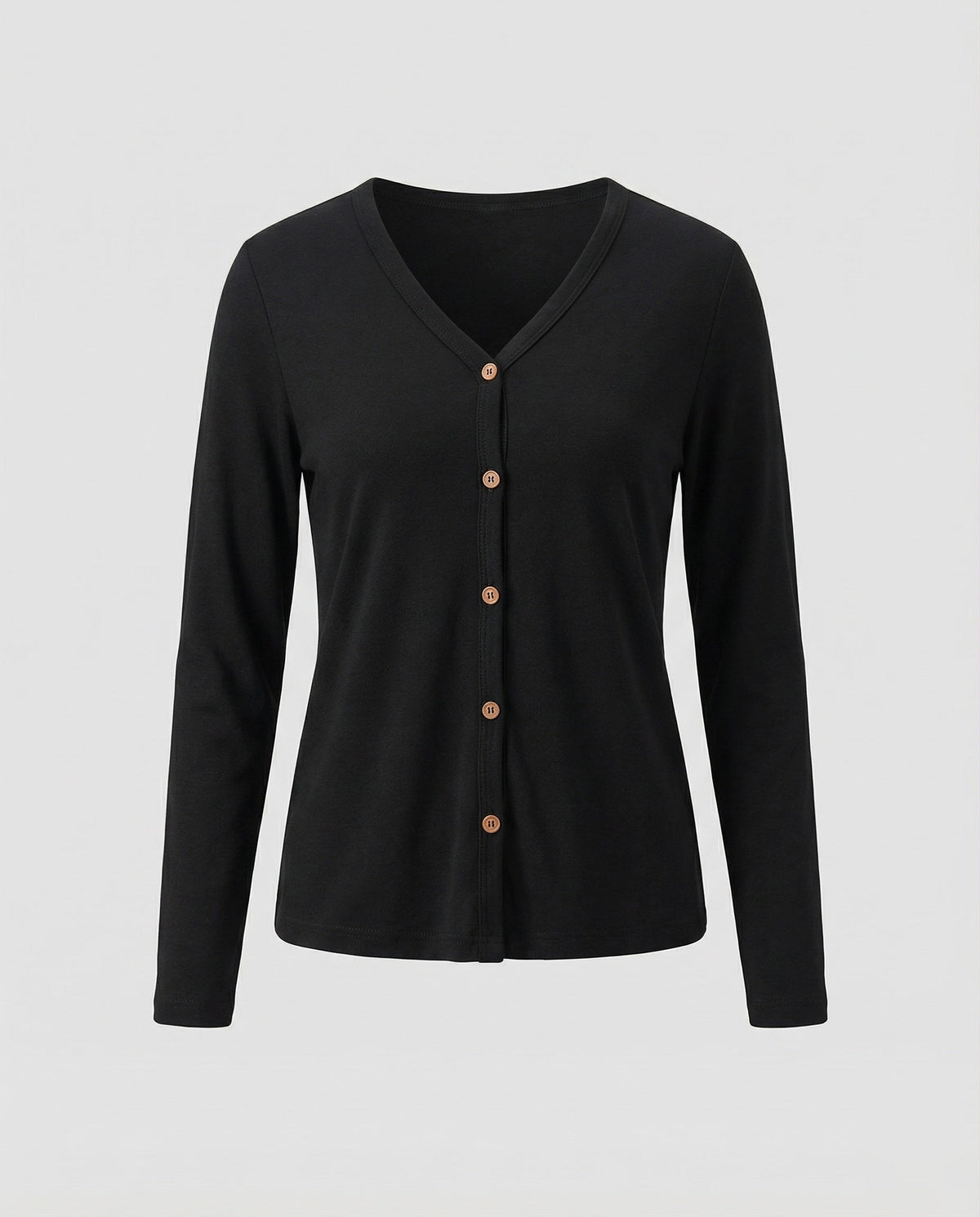 Women's Slim-Fit V-Neck Fine-Knit Cardigan – Button-Front Layer with Long Sleeves for Effortless Smart Casual Style
