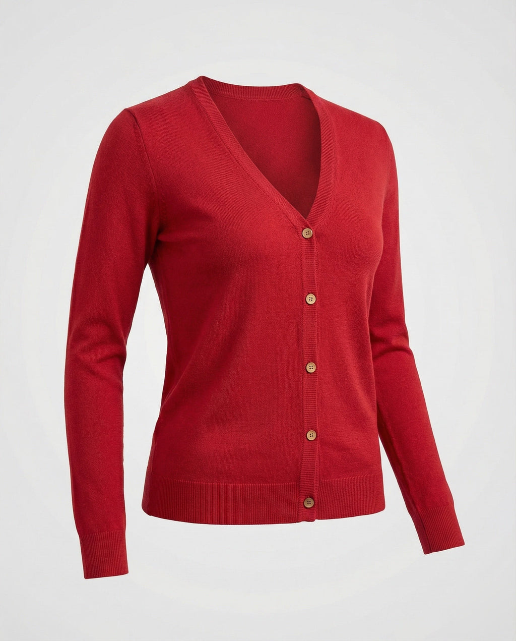 Women's Slim-Fit V-Neck Fine-Knit Cardigan – Button-Front Layer with Long Sleeves for Effortless Smart Casual Style