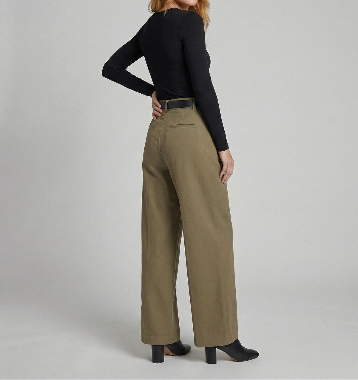 Women's Elegant High-Waisted Palazzo Trousers – Tailored Wide-Leg Design with Belt Loops for Office and Smart Casual Style
