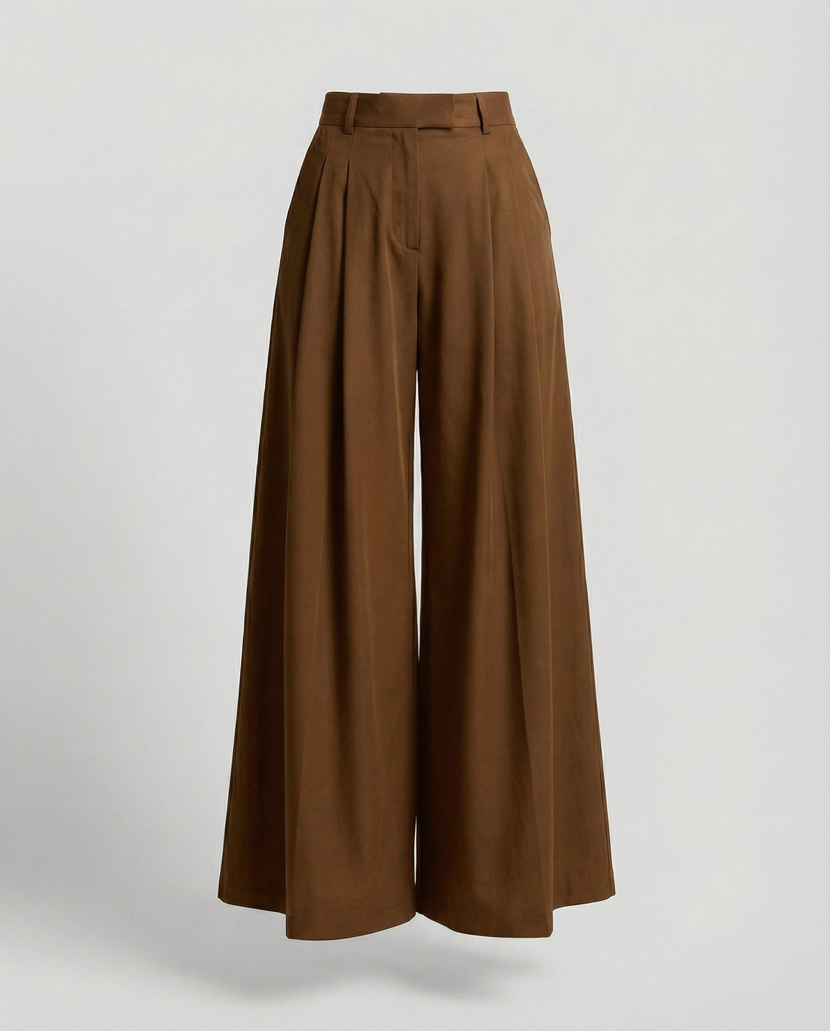 Women's Elegant High-Waisted Palazzo Trousers – Tailored Wide-Leg Design with Belt Loops for Office and Smart Casual Style