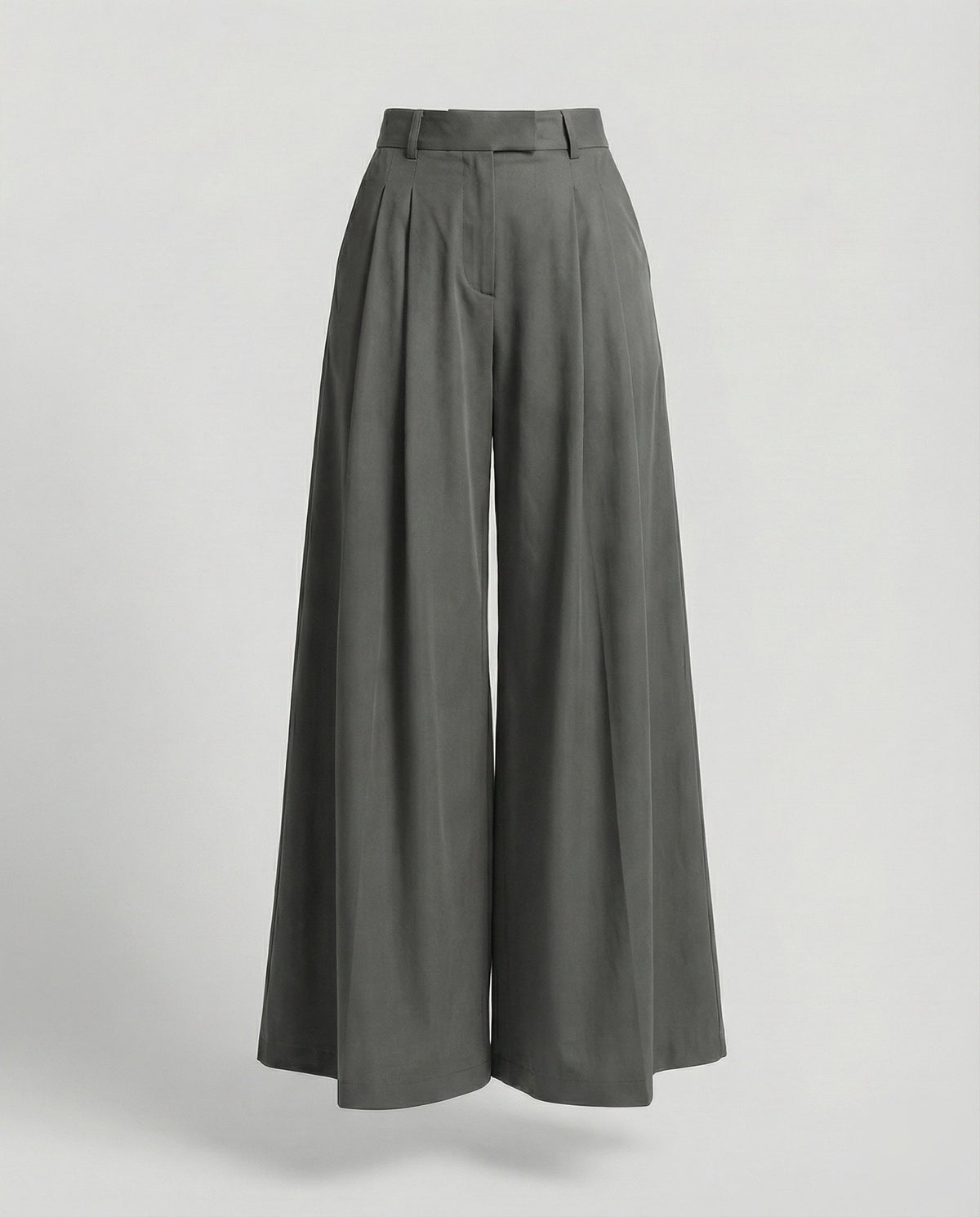 Women's Elegant High-Waisted Palazzo Trousers – Tailored Wide-Leg Design with Belt Loops for Office and Smart Casual Style