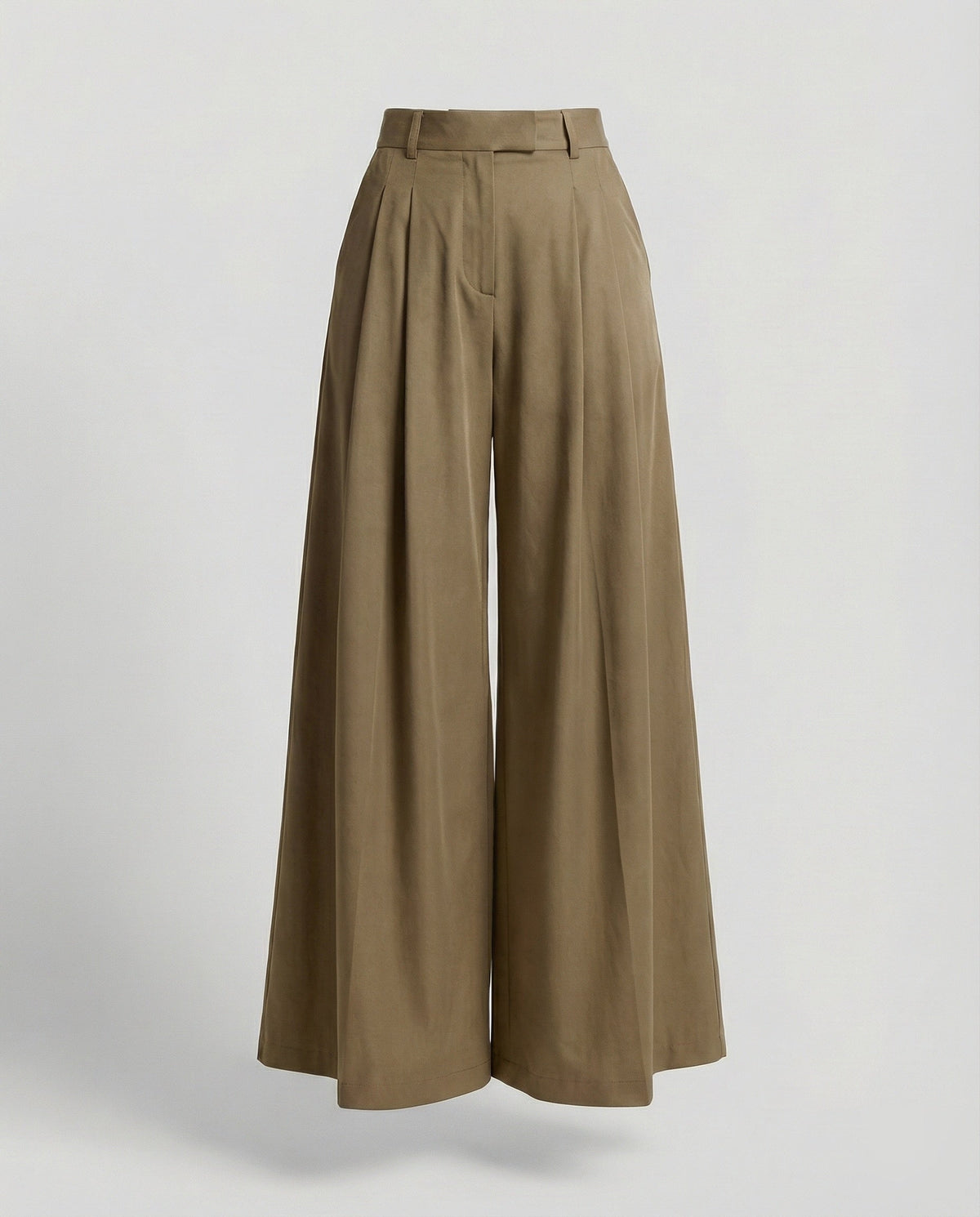 Women's Elegant High-Waisted Palazzo Trousers – Tailored Wide-Leg Design with Belt Loops for Office and Smart Casual Style